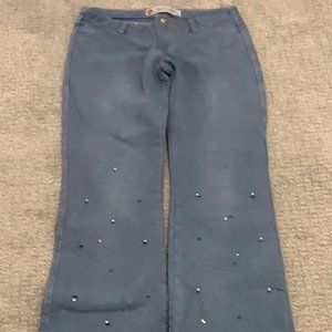 Well Loved Crazy Daisy Distressed Faded Blue Jeans
